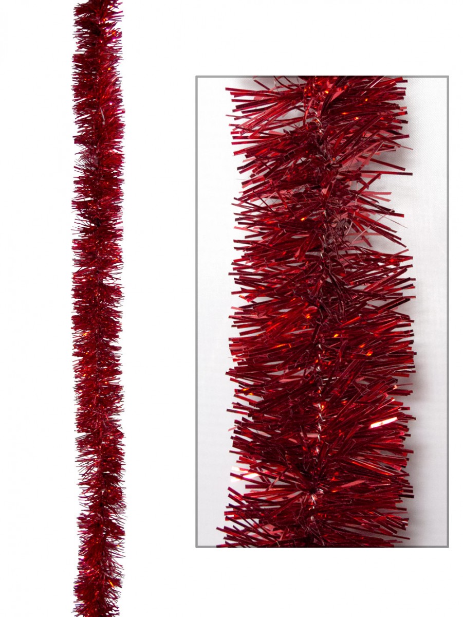 Red Metallic 6ply Tinsel Garland - 50mm X 5m | Garlands, Wreaths