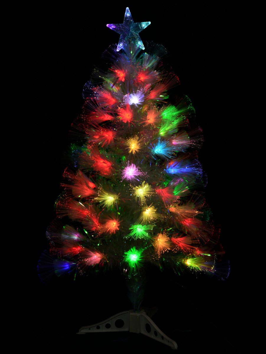 Iridescent Rainbow Effect & Multi Colour LED Fibre Optic Christmas Tree ...