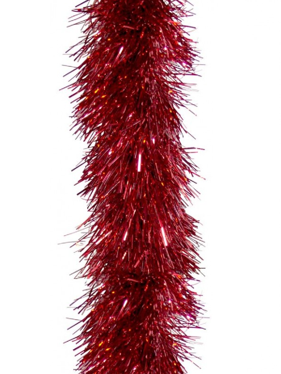 Red Metallic 8ply Classic Christmas Tinsel Garland - 15cm X 5m ...