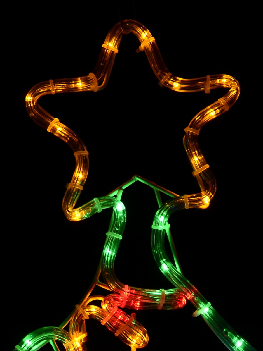 Multi Colour LED Decorated Christmas Tree Rope Light Silhouette - 76cm ...