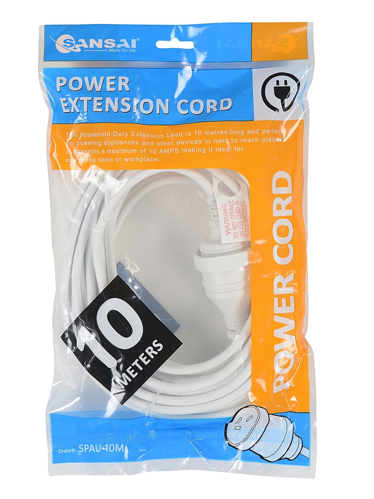 10m White Sansai Indoor Extension Cord | Extra Long Heavy Duty Power Lead — image 5