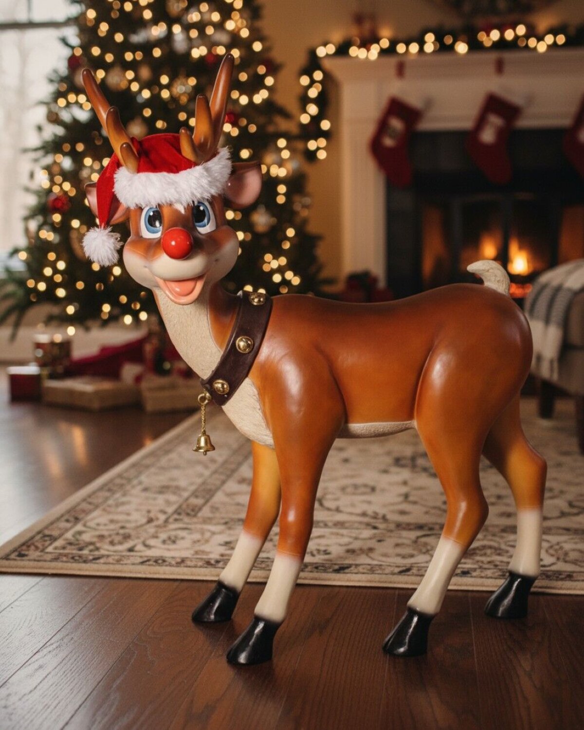 1.1m Cute Standing Reindeer Life Size Resin Christmas Ornament — image 2