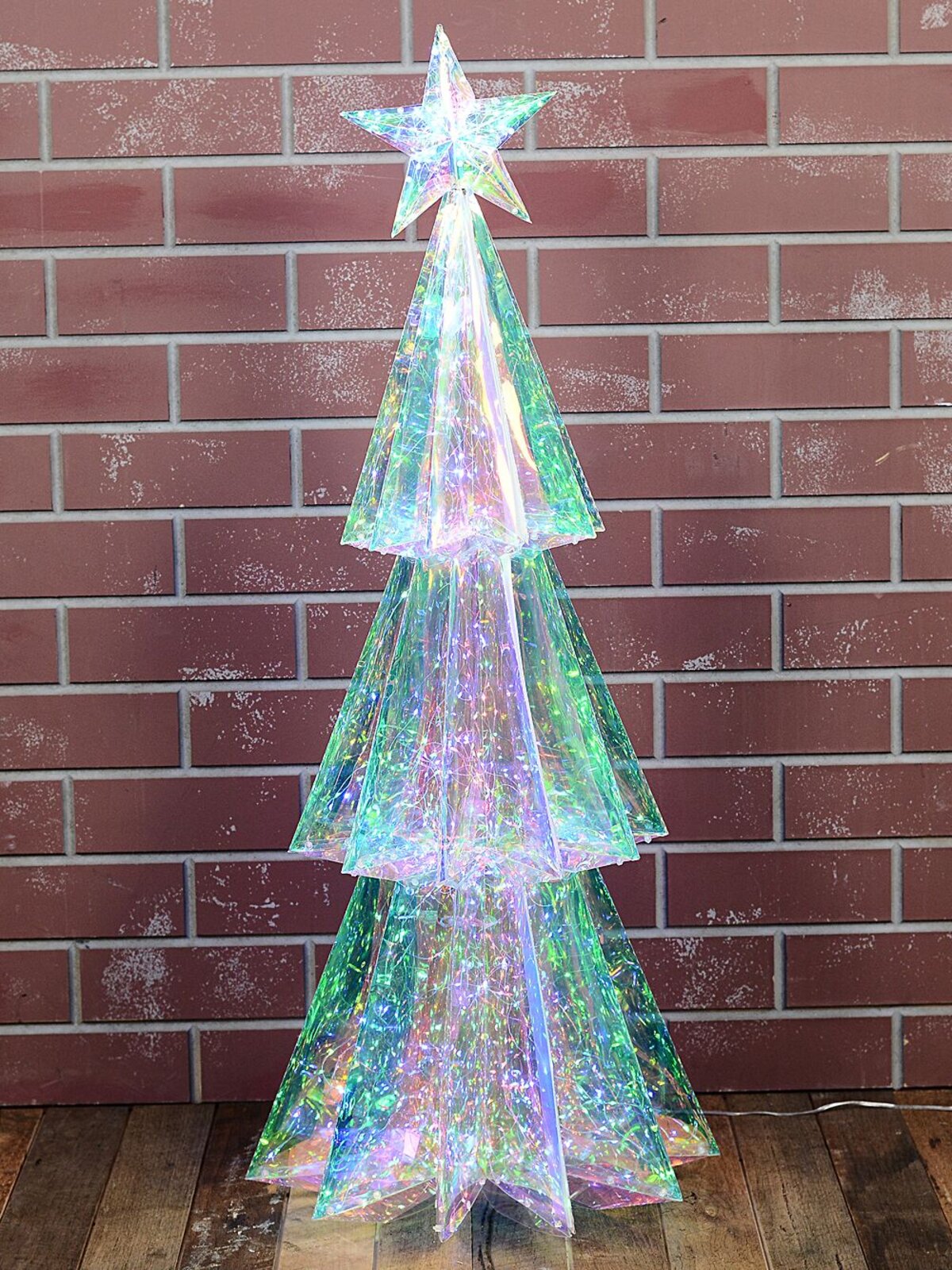 1.1m Iridescent Holographic & Multi Colour LED Christmas Tree Light Display — image 3