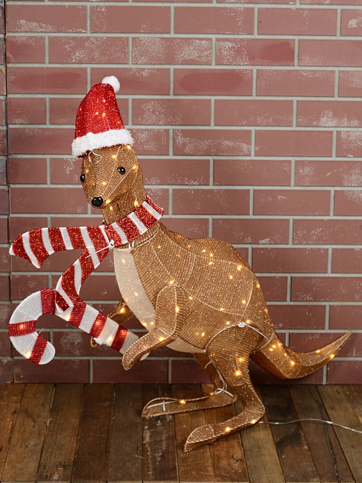 1.1m Warm White With Twinkle LED Christmas Kangaroo Fabric Light Display — image 6