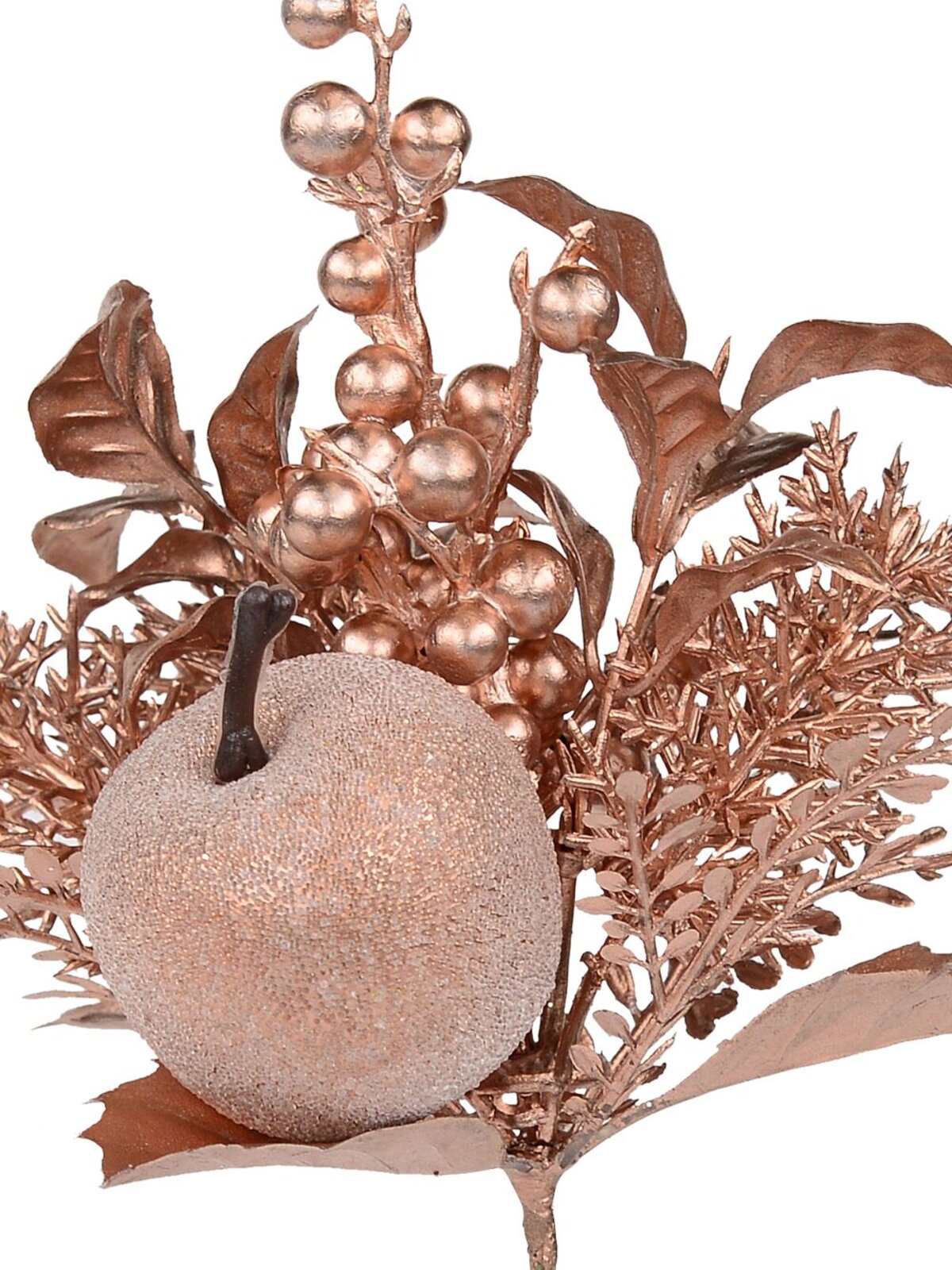 Rose Gold Apple, Berry & Assorted Foliage Christmas Tree Stem Pick | 12cm — image 3