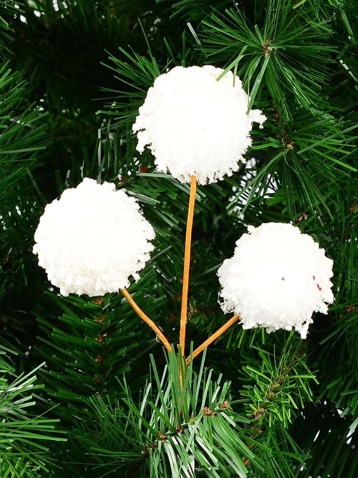 White Frosted Pom Pom Snowballs Christmas Tree Clip Pick | 12cm — image 2