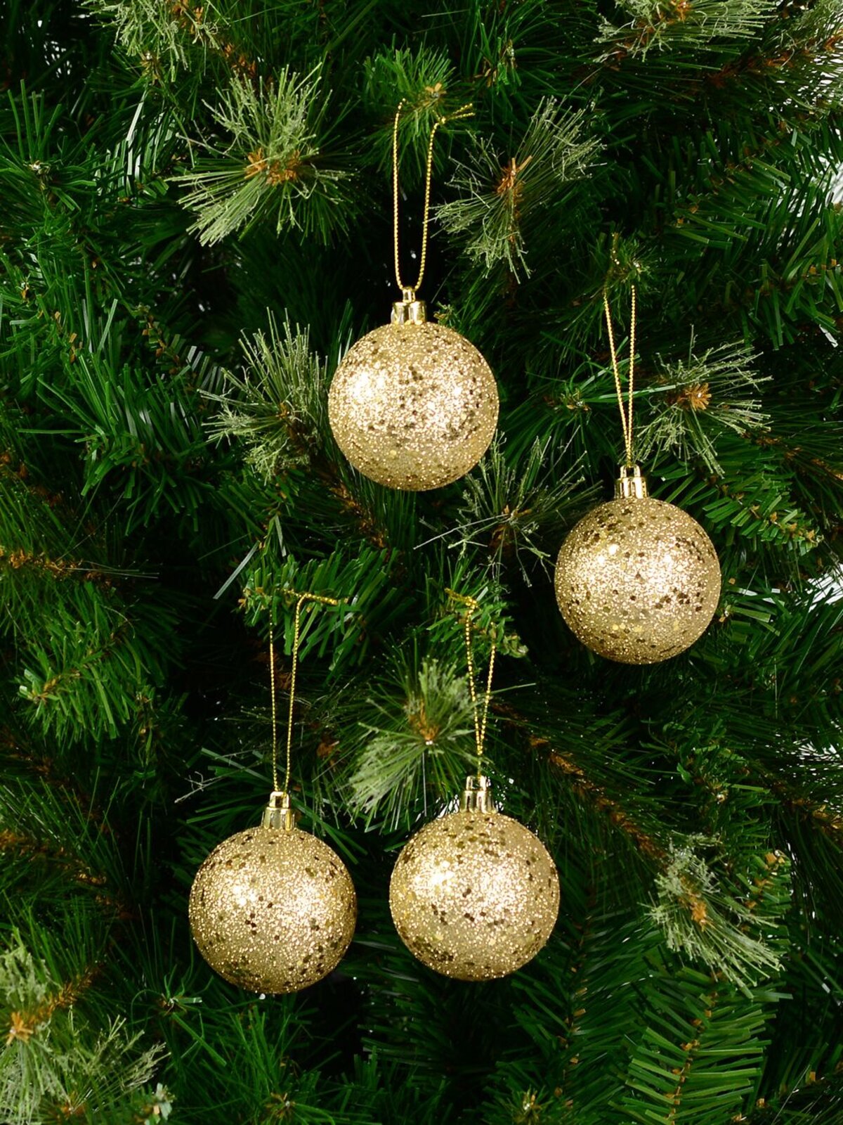 12x Lustrous Gold Essential Sequin & Glitter Baubles | 60mm — image 2