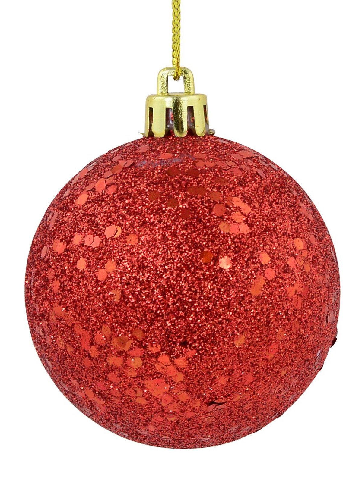 12x Lustrous Red Essential Sequin & Glitter Baubles | 60mm — image 4