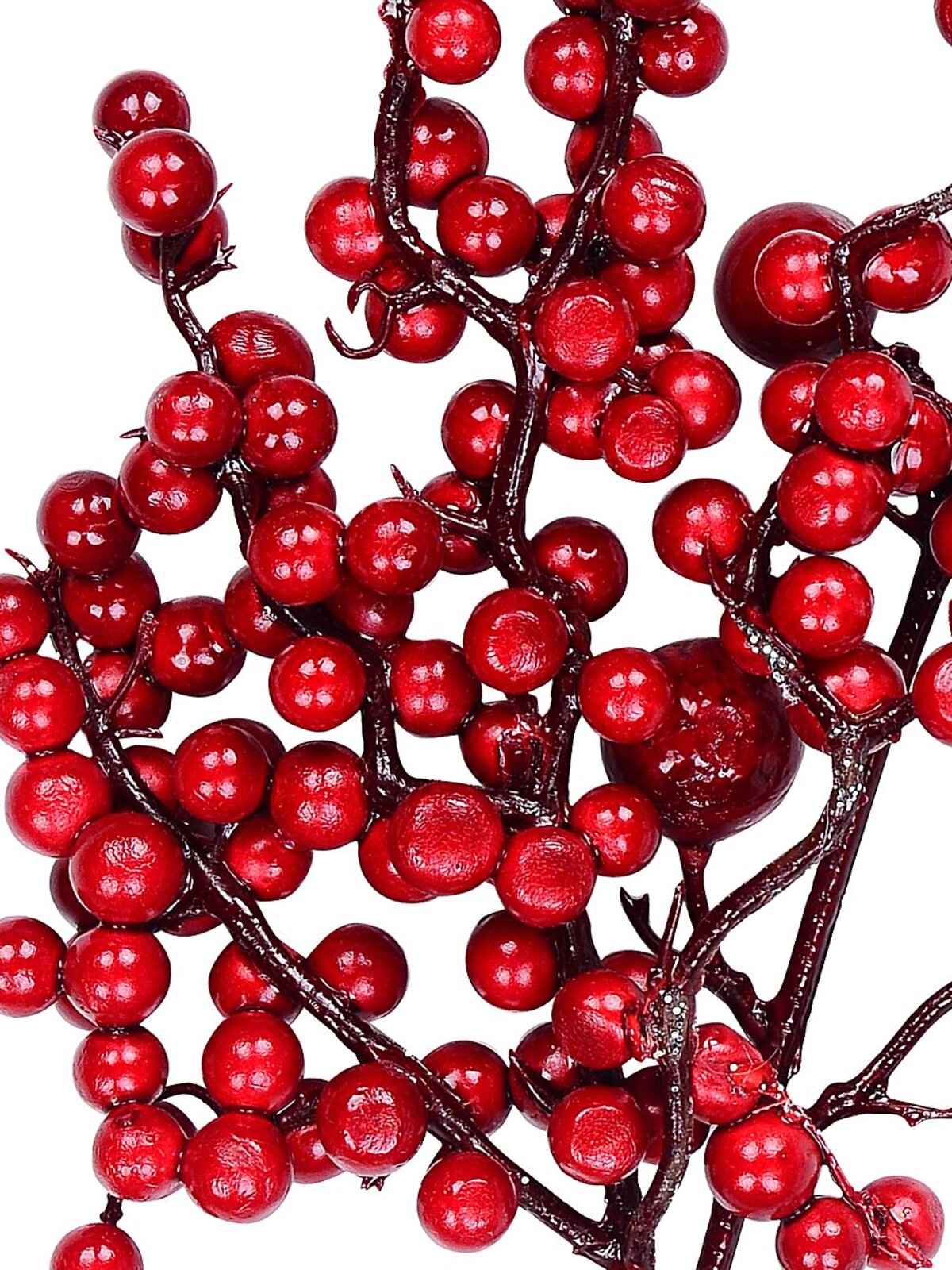 Deep Red Various Sized Berries Spray Christmas Tree Stem Pick | 14cm — image 3