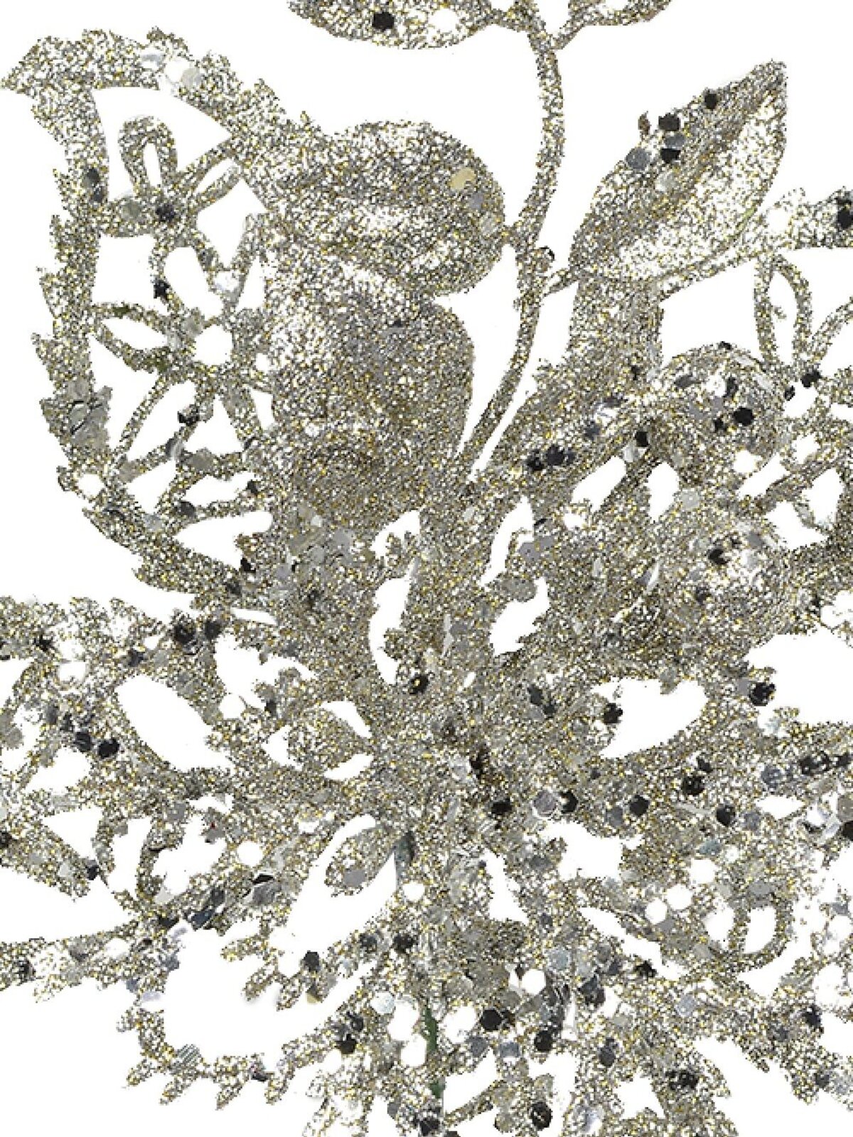 15cm Silver Filigree Poinsettia Flower Christmas Tree Stem Pick
