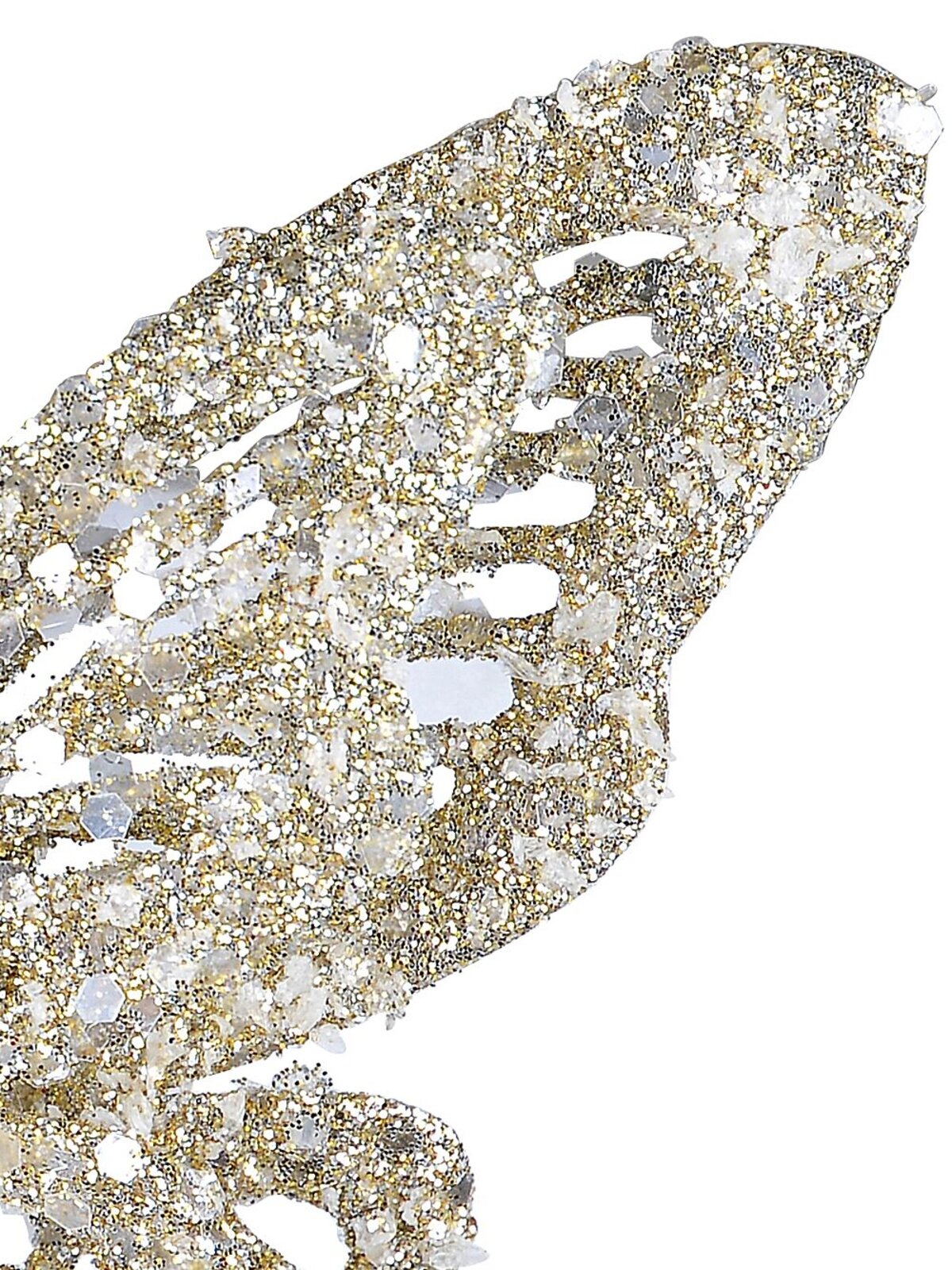 16cm Champagne Butterfly With Glitter & Flecks Christmas Tree Clip Pick — image 4