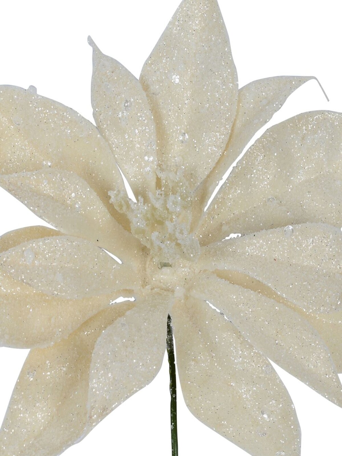 Cream With Silver Glitter Poinsettia Christmas Tree Stem Pick | 17cm — image 3