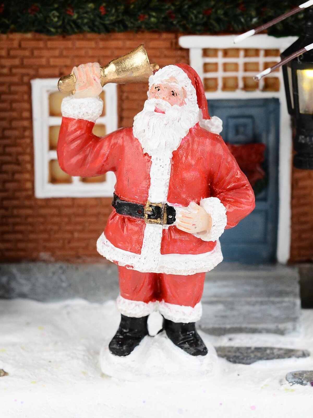 18cm Santa With Bell At Factory Illuminated Battery Village Scene — image 9