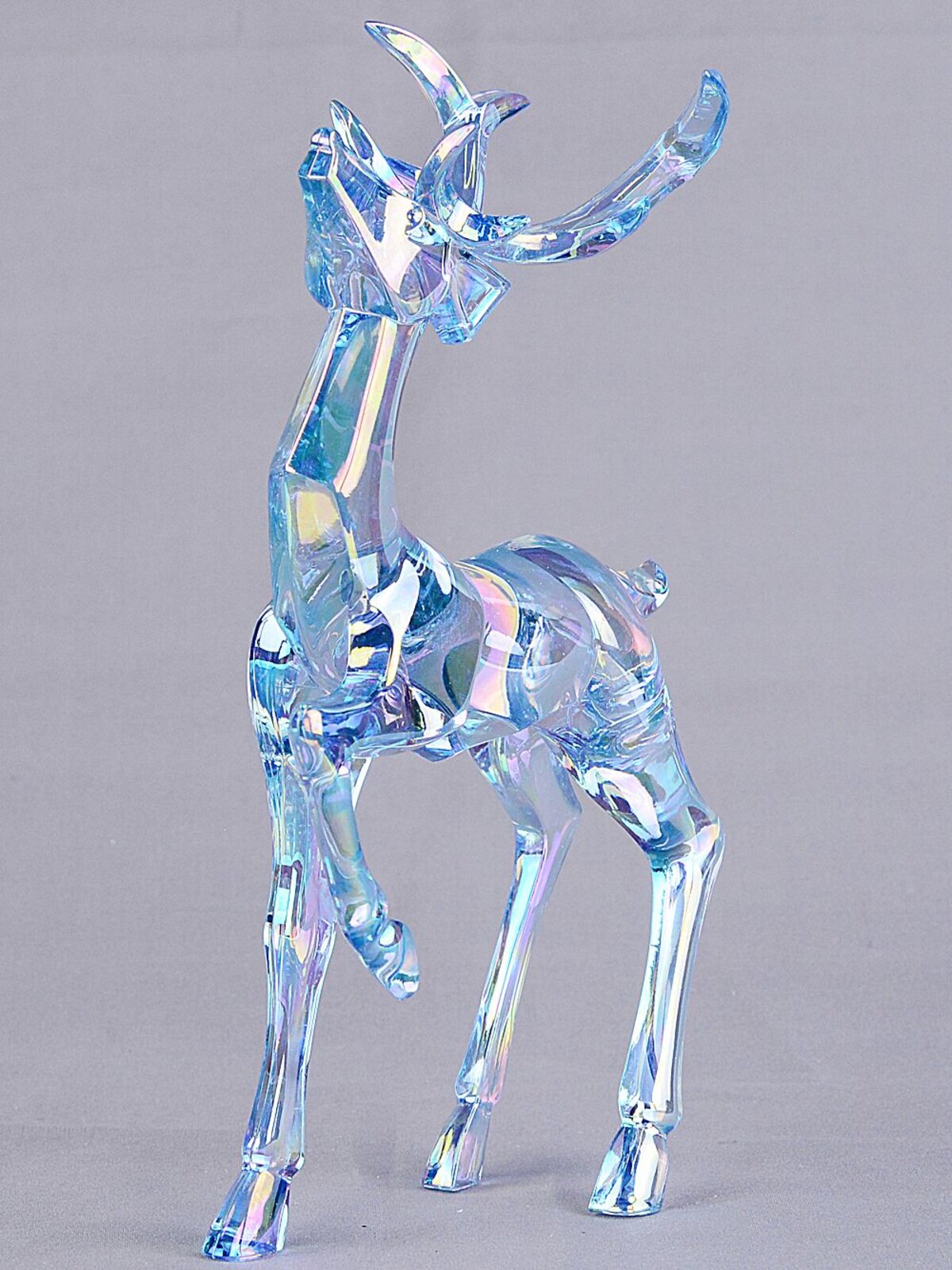 19cm Iridescent Blue Glass Style Standing Reindeer Figurine — image 3