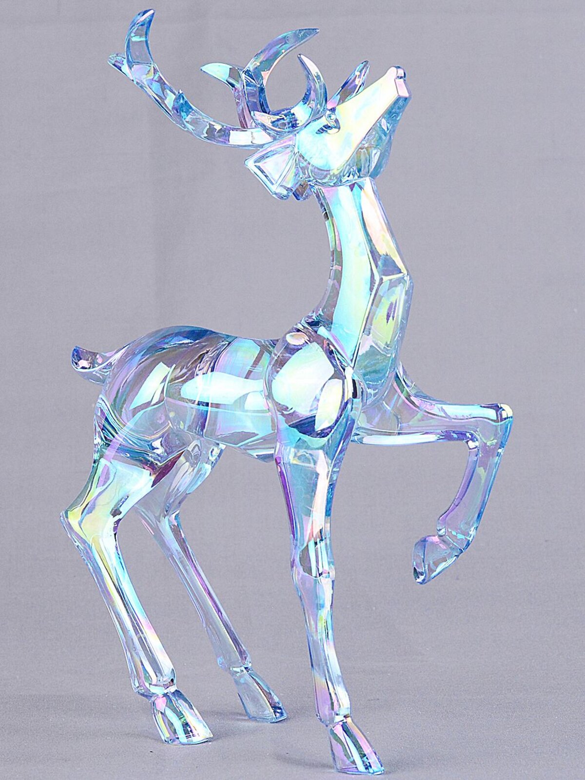 19cm Iridescent Blue Glass Style Standing Reindeer Figurine — image 4