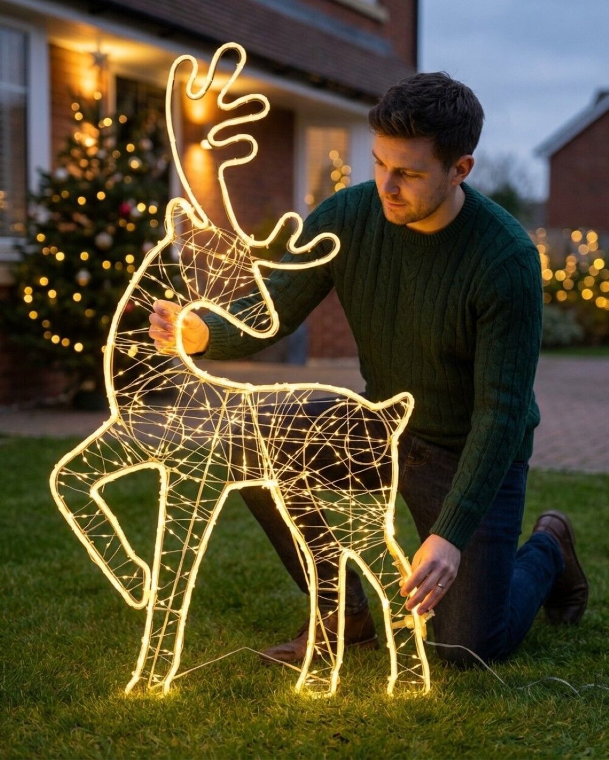 1m Radiant Standing Reindeer Outdoor Warm White Neon & String LED Display — image 3