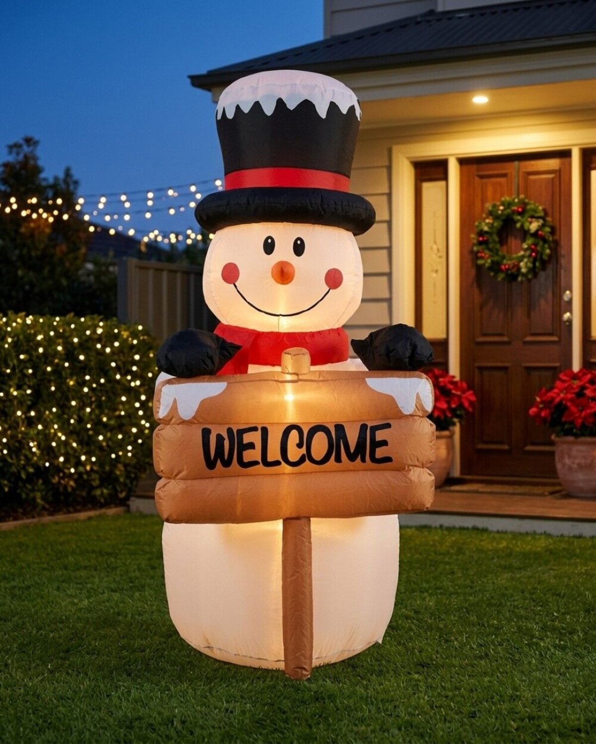 1.5m Snowman & Welcome Signpost | LED Outdoor Inflatable — image 2