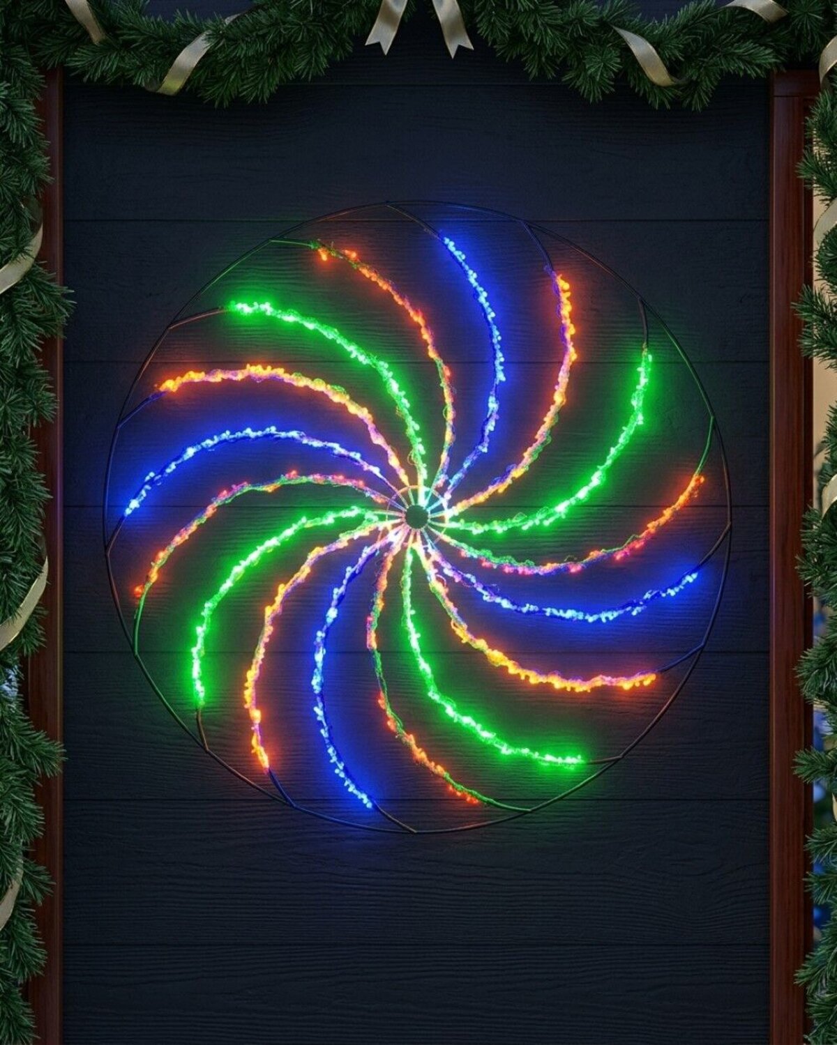 90cm Dynamic Spiral Pinwheel Multi Colour LED Outdoor String Light Display — image 2