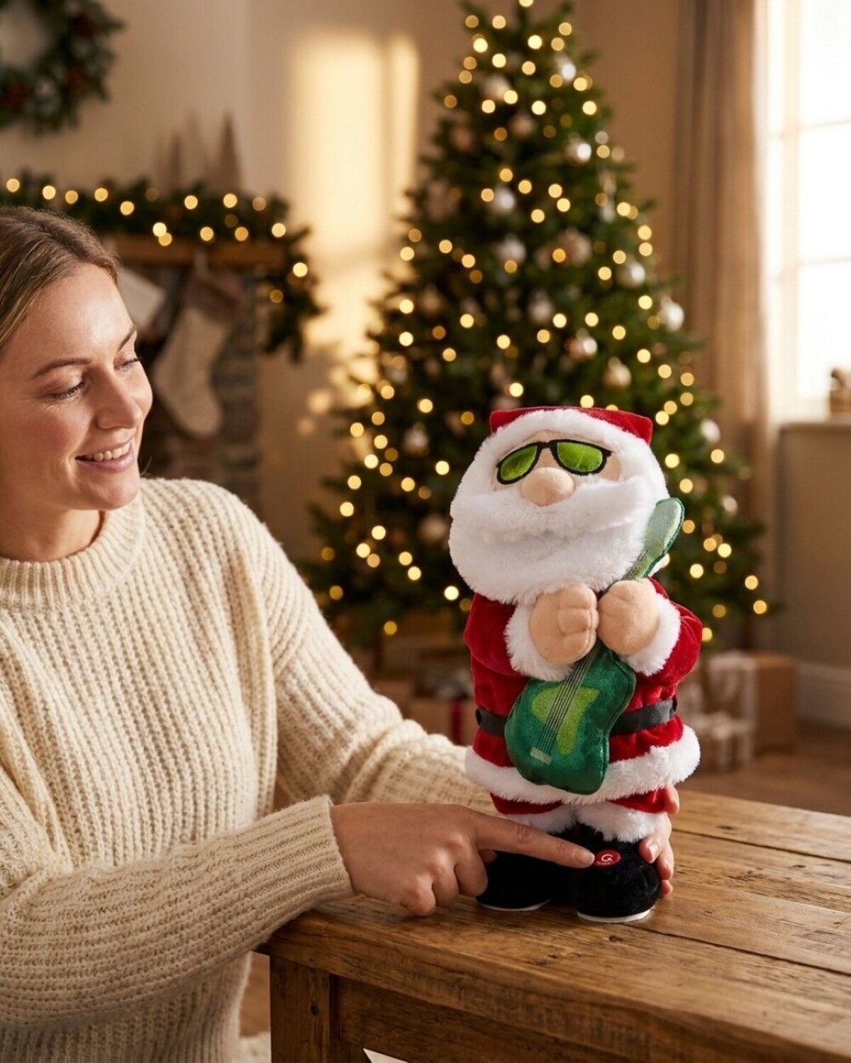 Animated Rockin' Santa Claus With Guitar Playing Run Rudolph Run | 33cm — image 3