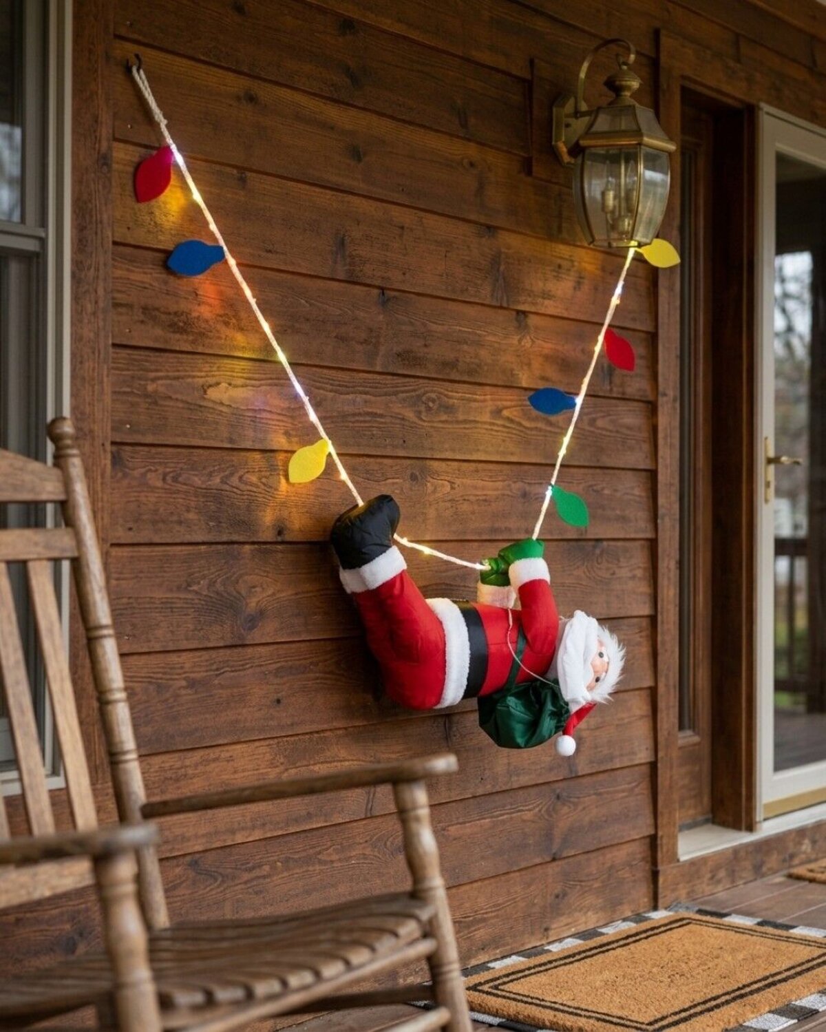 Hanging Rope Crawling Santa With LED Outdoor Nylon Decoration | 1.7m — image 4