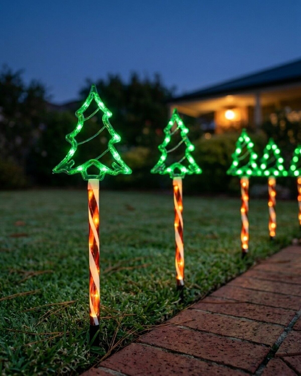6x LED Christmas Tree & Spiral Path Lights - Hybrid Solar & Electric Stakes | 61cm — image 2