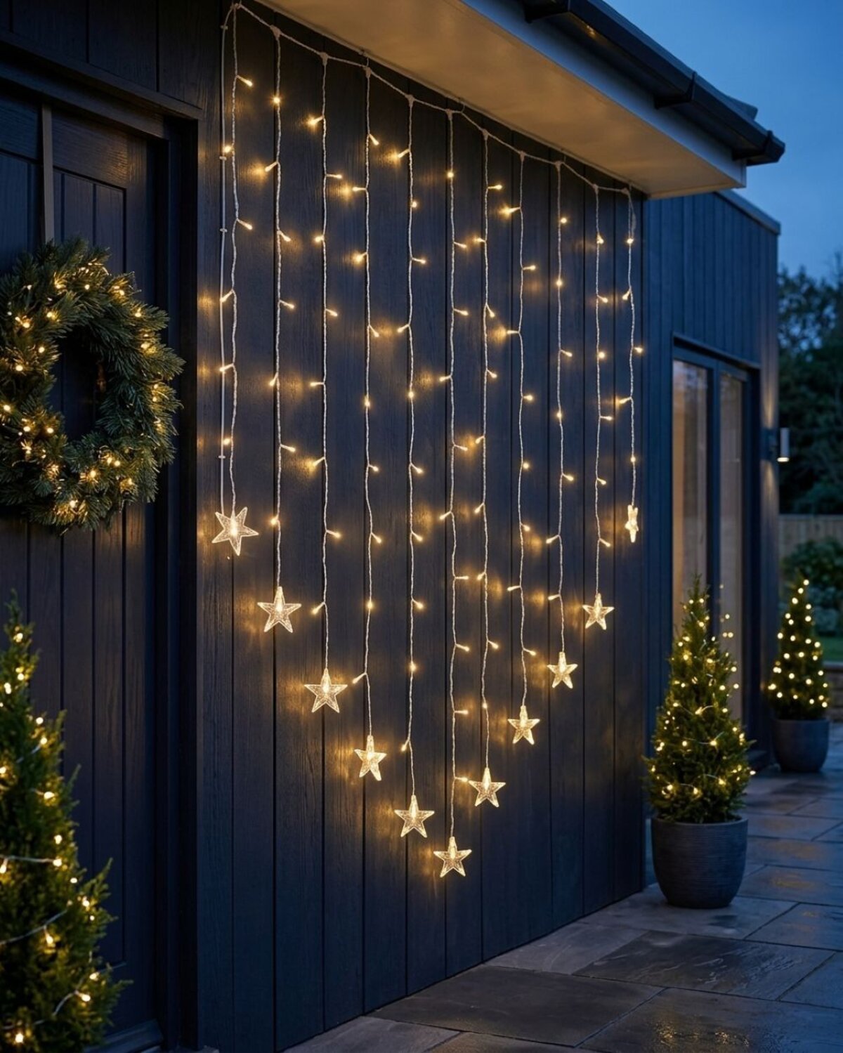 98 Warm White LED V-Shape Star Curtain Fairy Lights 8 Function | 1.5m — image 2