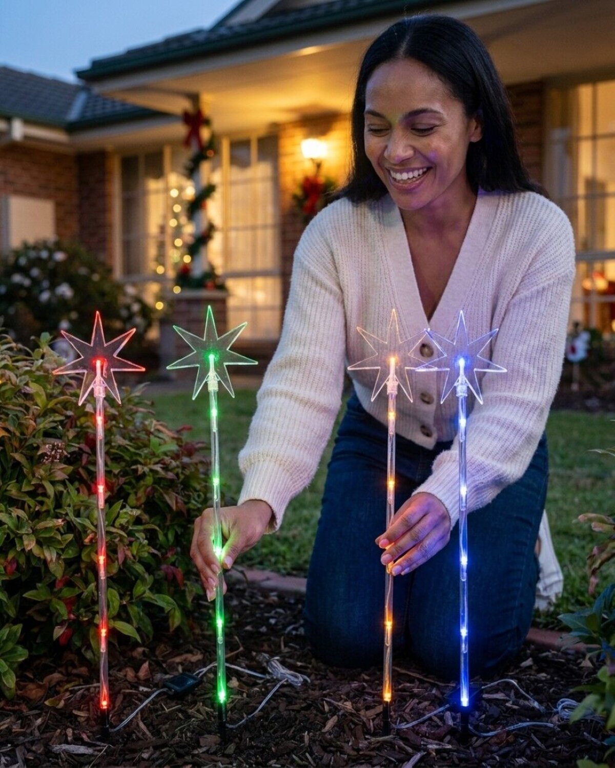 4x Solar LED North Star Path Lights - Multi Colour Garden Stakes | 48cm — image 3