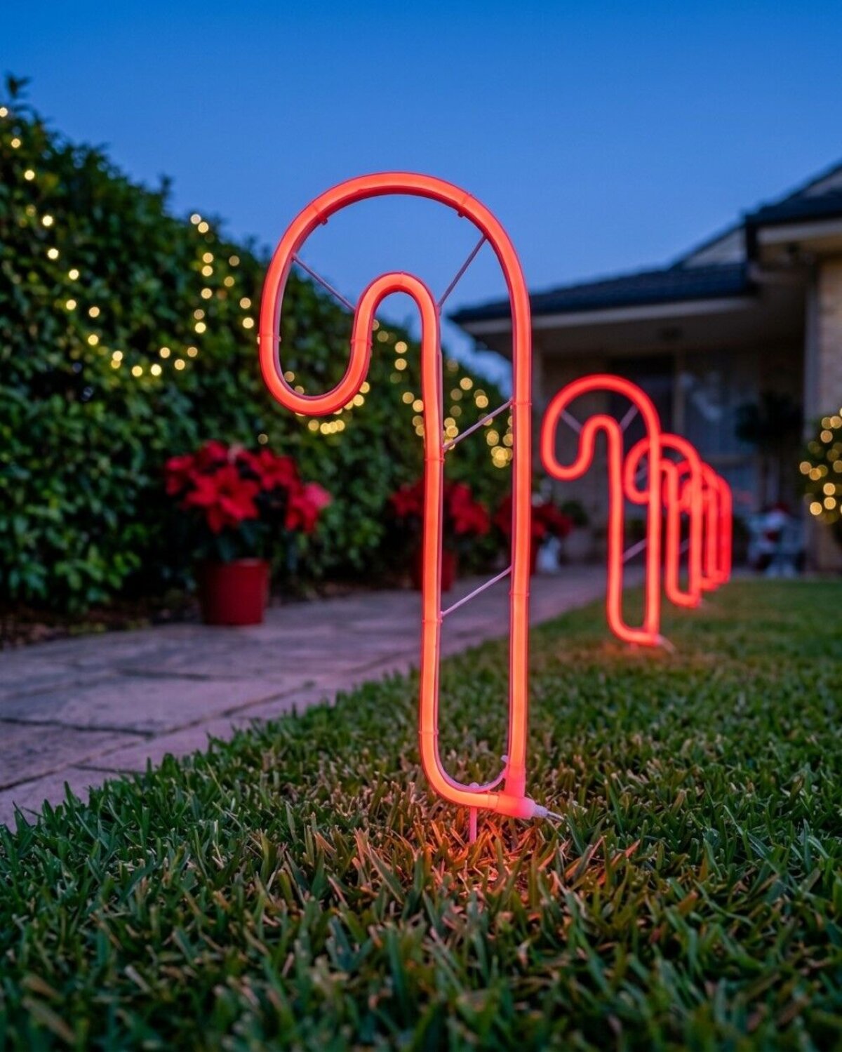 LED Christmas Candy Cane Neon Flex Path Light - Red Solar Garden Stake | 36cm — image 4