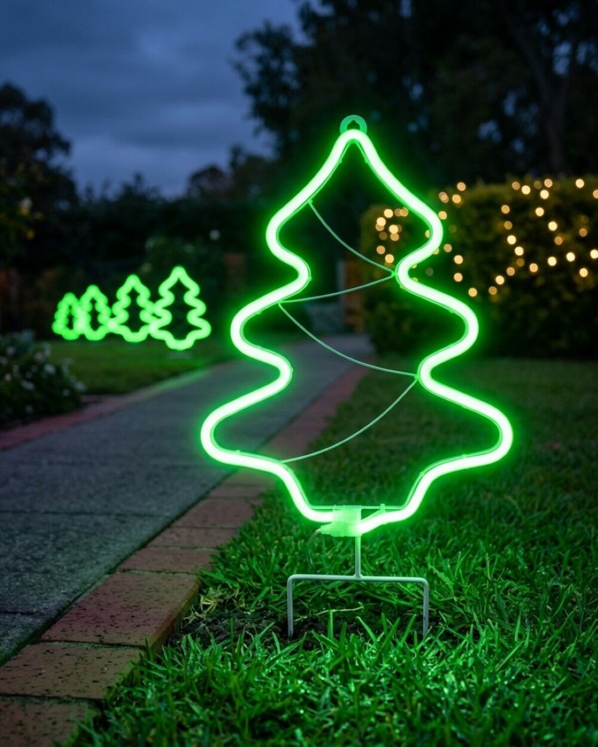 LED Christmas Tree Neon Flex Path Light - Green Solar Garden Stake | 32cm — image 4