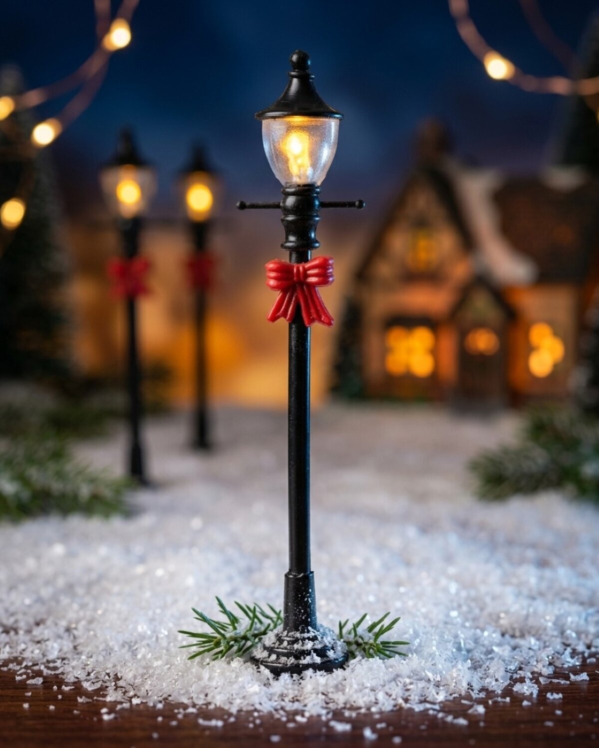6x Illuminated Black Street Lamp Posts Village Accessories | 10cm — image 4