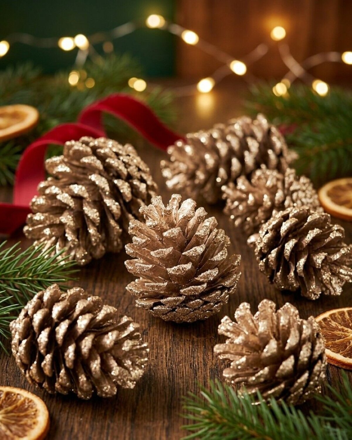 Natural Large Champagne Glittered Pinecones | 200g — image 2