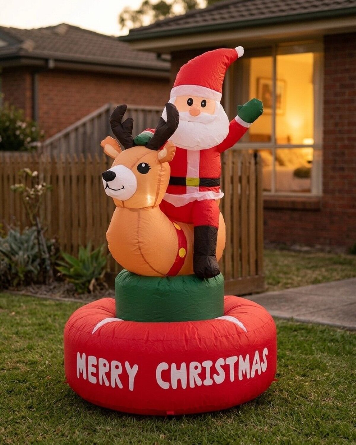 1.5m Santa Riding Mechanical Deer Bull | Animated LED Outdoor Inflatable — image 4