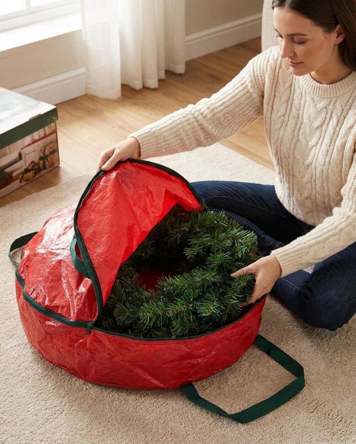 Christmas Wreath Storage Bag | Heavy Duty Case Fits Wreaths Up To 76cm — image 3