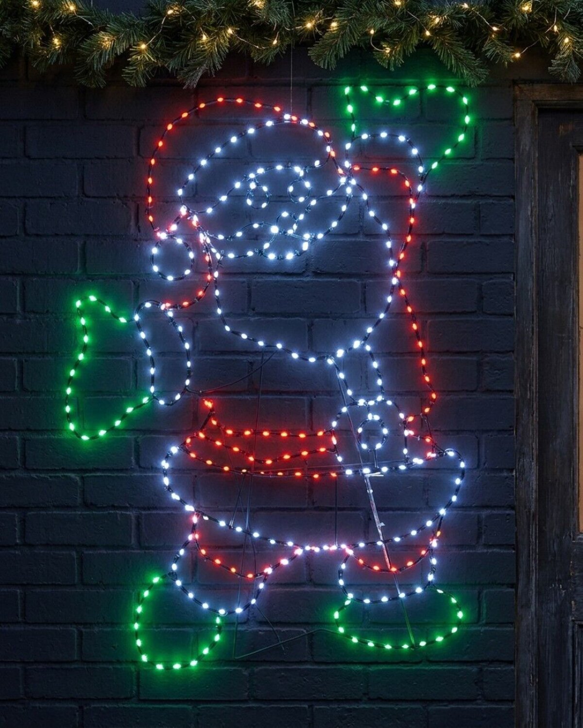 78cm Jolly Posing Santa On Black Frame Outdoor LED Light Display — image 2
