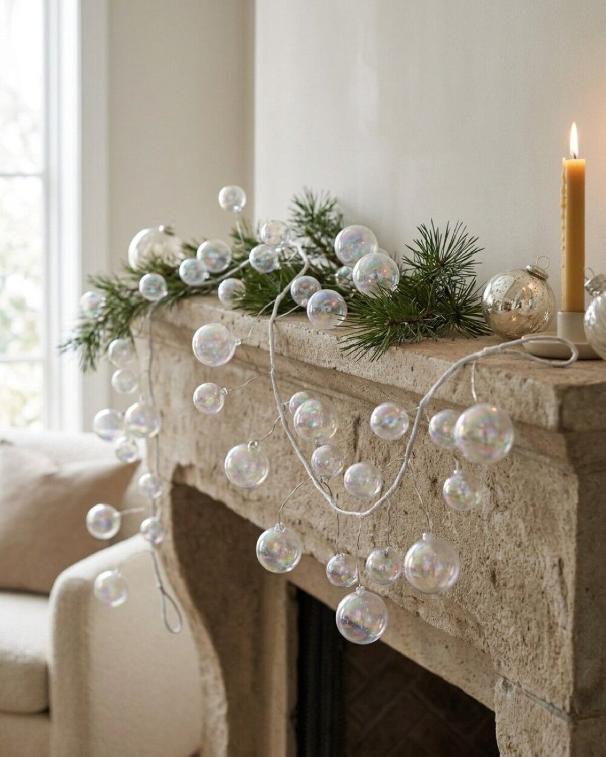 1.8m Iridescent Soap Bubble Christmas Vine Garland | 36 Baubles — image 2