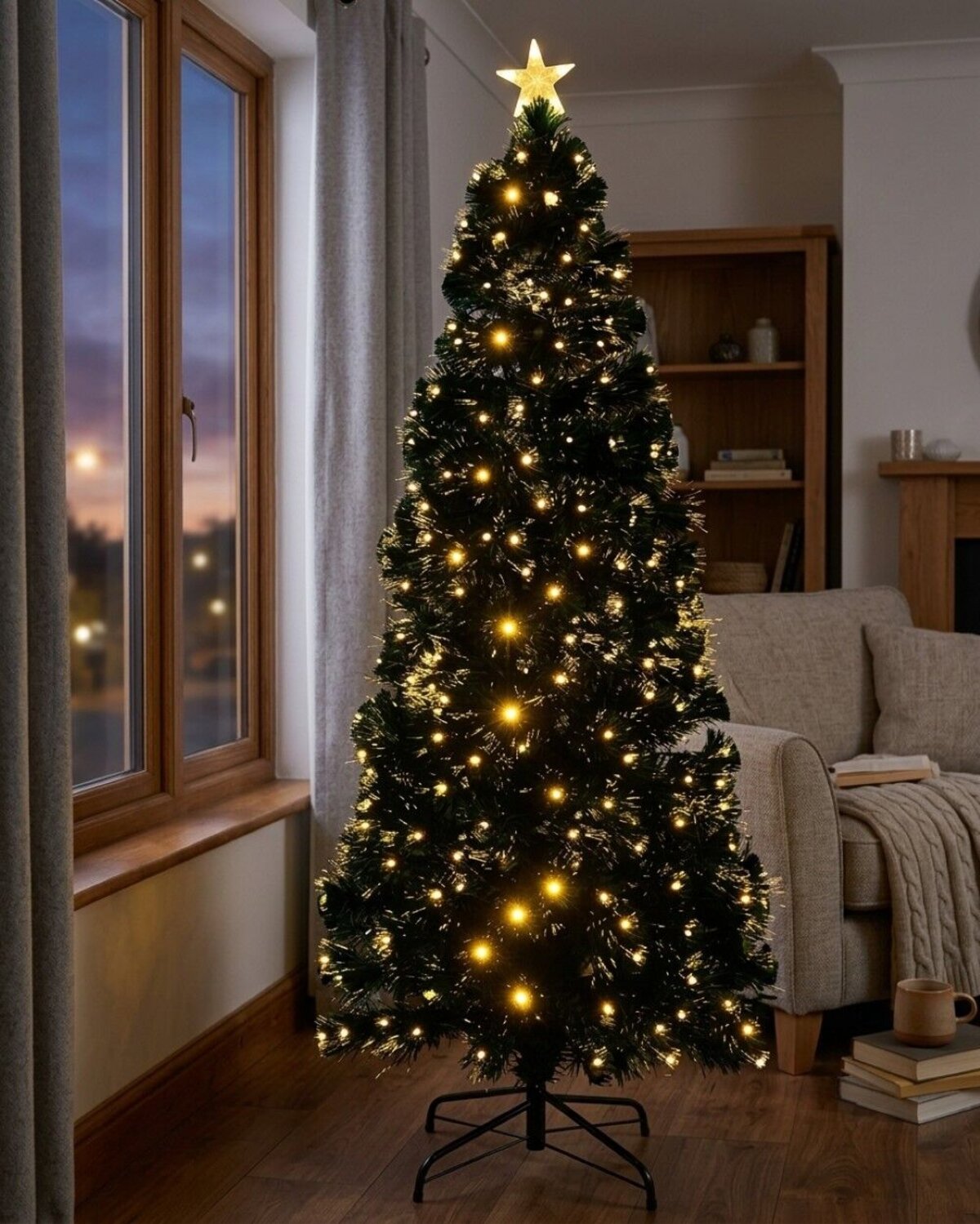1.8m Radiant Glow Fir Warm White LED & Fibre Optic Christmas Tree | 200 Tips — image 4