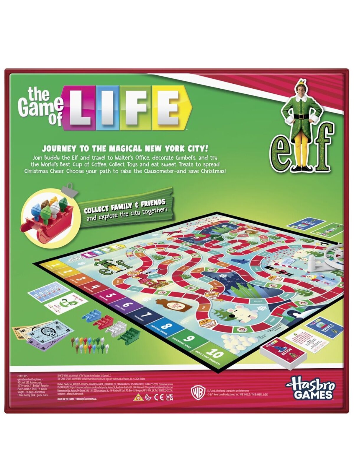 Official The Game of Life Elf Edition Board Game | Hasbro Holiday Family Game — image 4