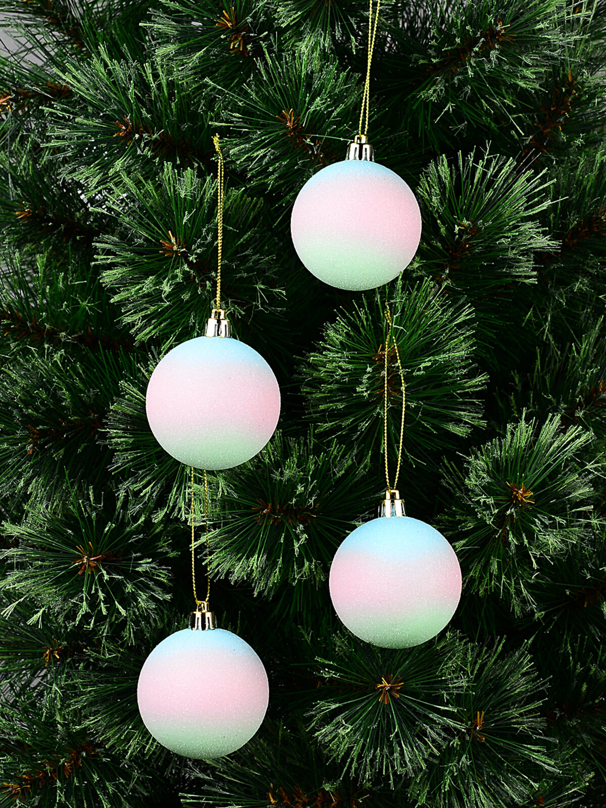 6x Whimsical Pastel Ombre Essential Sugared Frosted Baubles | 60mm
