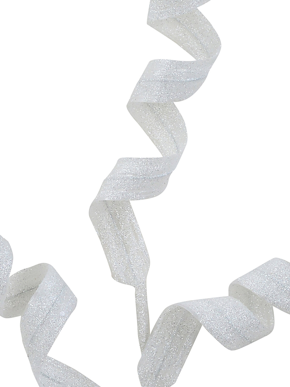 White Curly Ribbon Glitter Spray Stem With Posable Iridescent Branchlets | 60cm — image 2