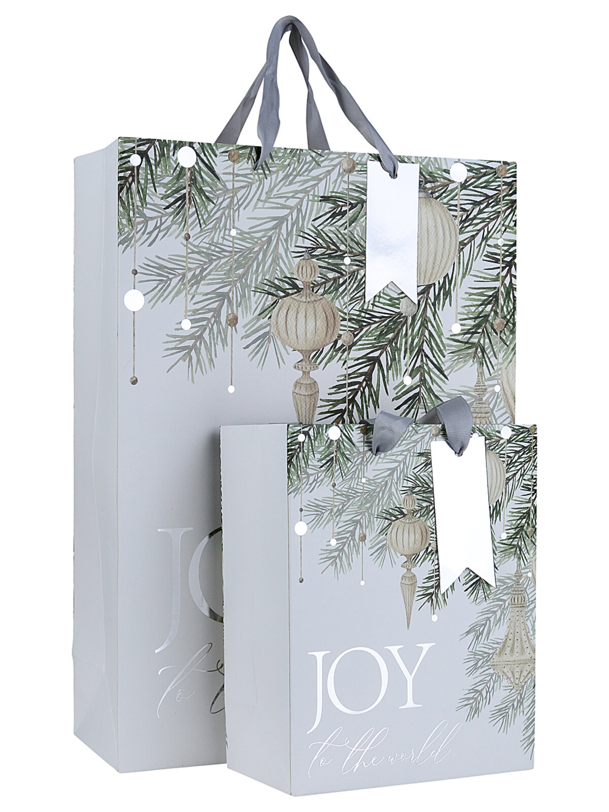 Small Boutique Joy To The World Silver Foil Christmas Gift Bag | 23cm
