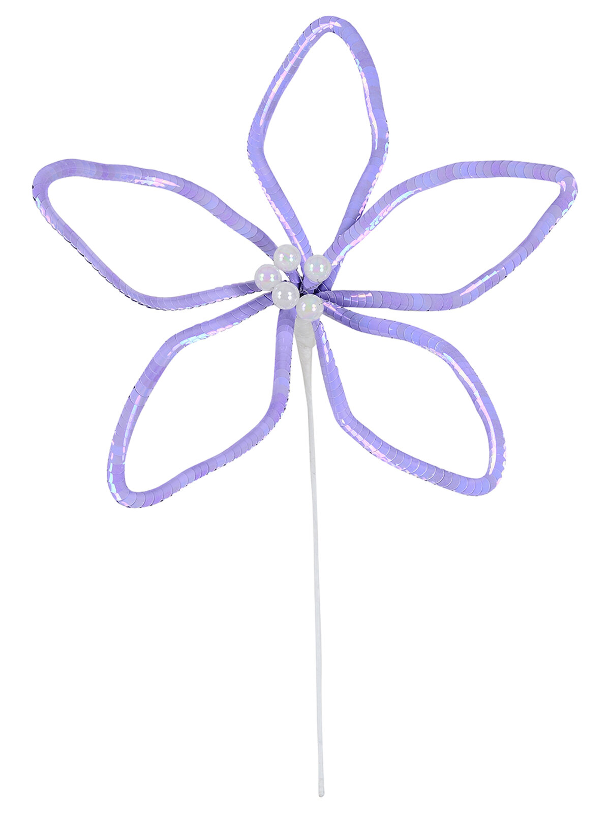 Pastel Purple Sequin Silhouette Poinsettia Pick With Pearl Cyathia | 30cm