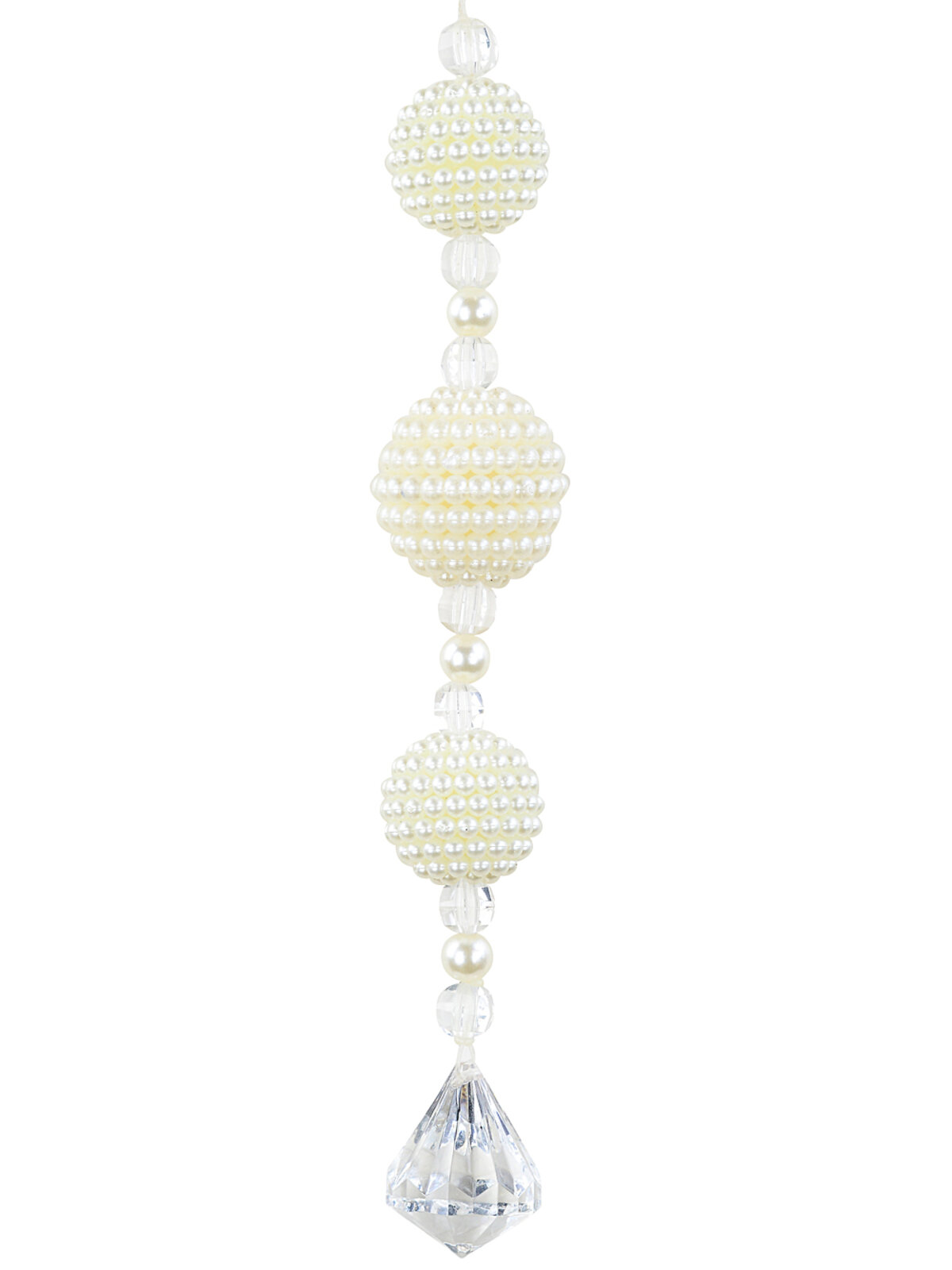 Whimsical Ivory Pearl & Clear Statement Stacked Orb Finial Drop | 23cm