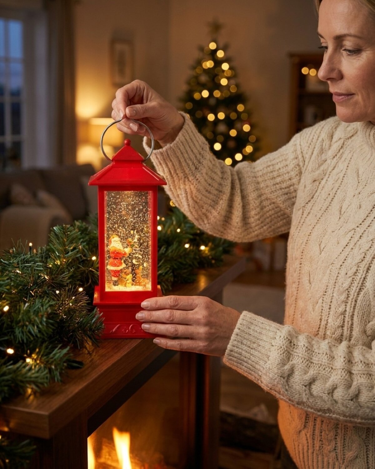 Santa & Lamppost Large LED Christmas Snow Globe Lantern | 28cm — image 3