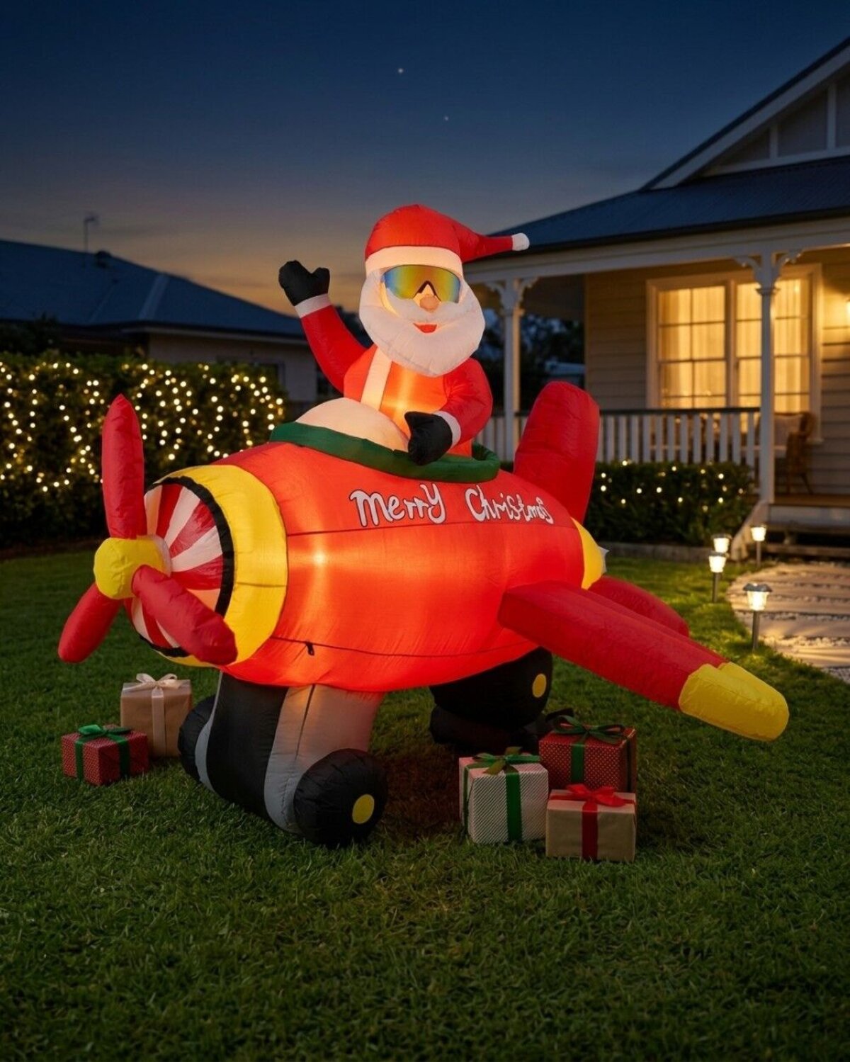 2.1m Large Animated Santa Rocket Aeroplane | LED Outdoor Inflatable — image 4