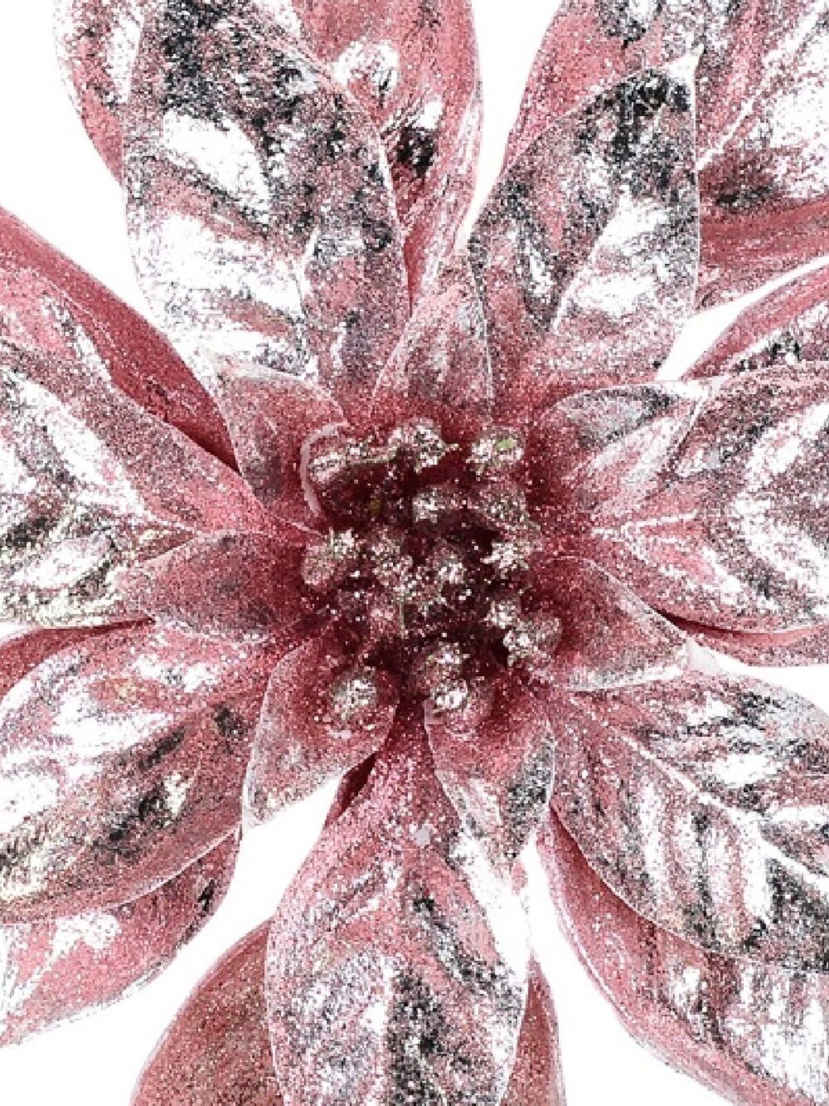 Shiny Pink Moulded PVC Poinsettia Christmas Tree Clip Pick | 22cm — image 3