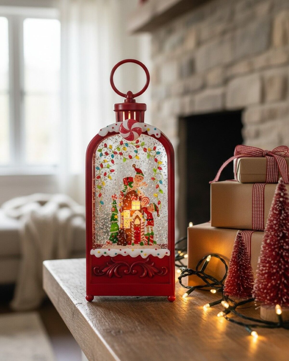 24cm Elves, Candy & Gingerbread LED Christmas Snow Globe Lantern — image 3