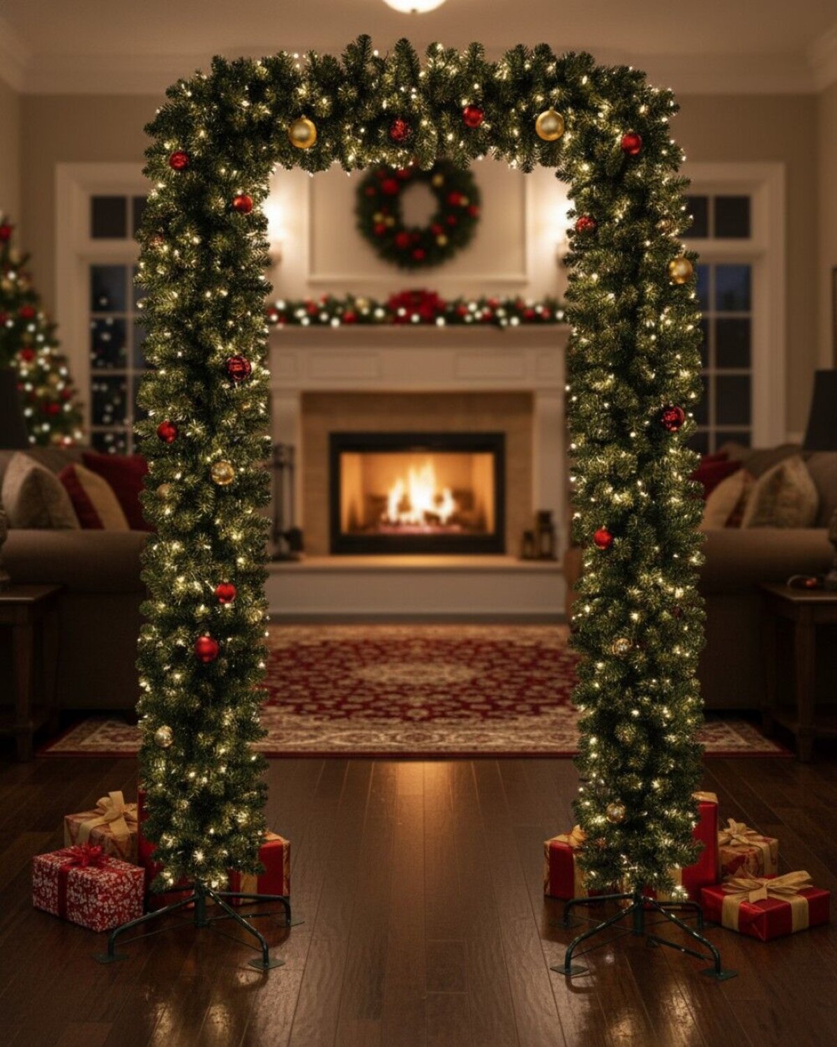 2.4m Balsam Fir Hedge Look Christmas Archway | 1200 Tips & Metal Frame — image 3