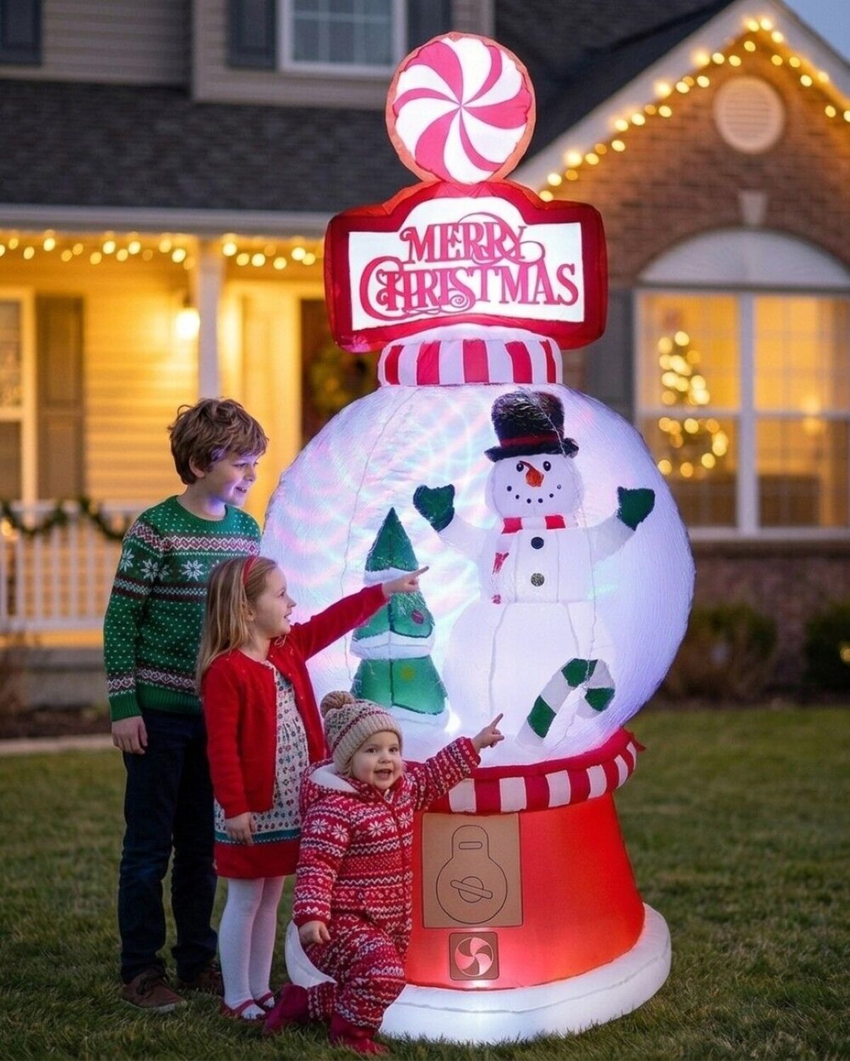 2.4m Large Snowman Gumball Machine | Rotating LED Outdoor Inflatable — image 3