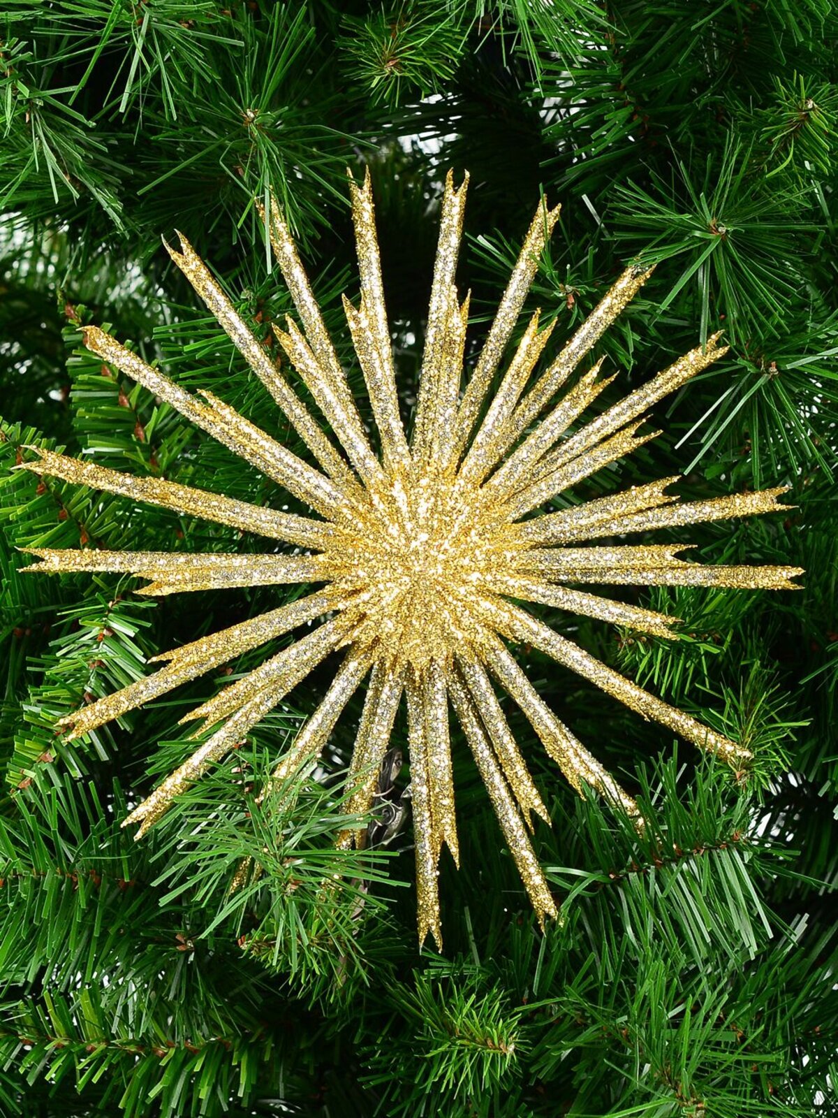 Gold & Platinum Starburst Ornament Christmas Tree Clip Pick | 25cm — image 2