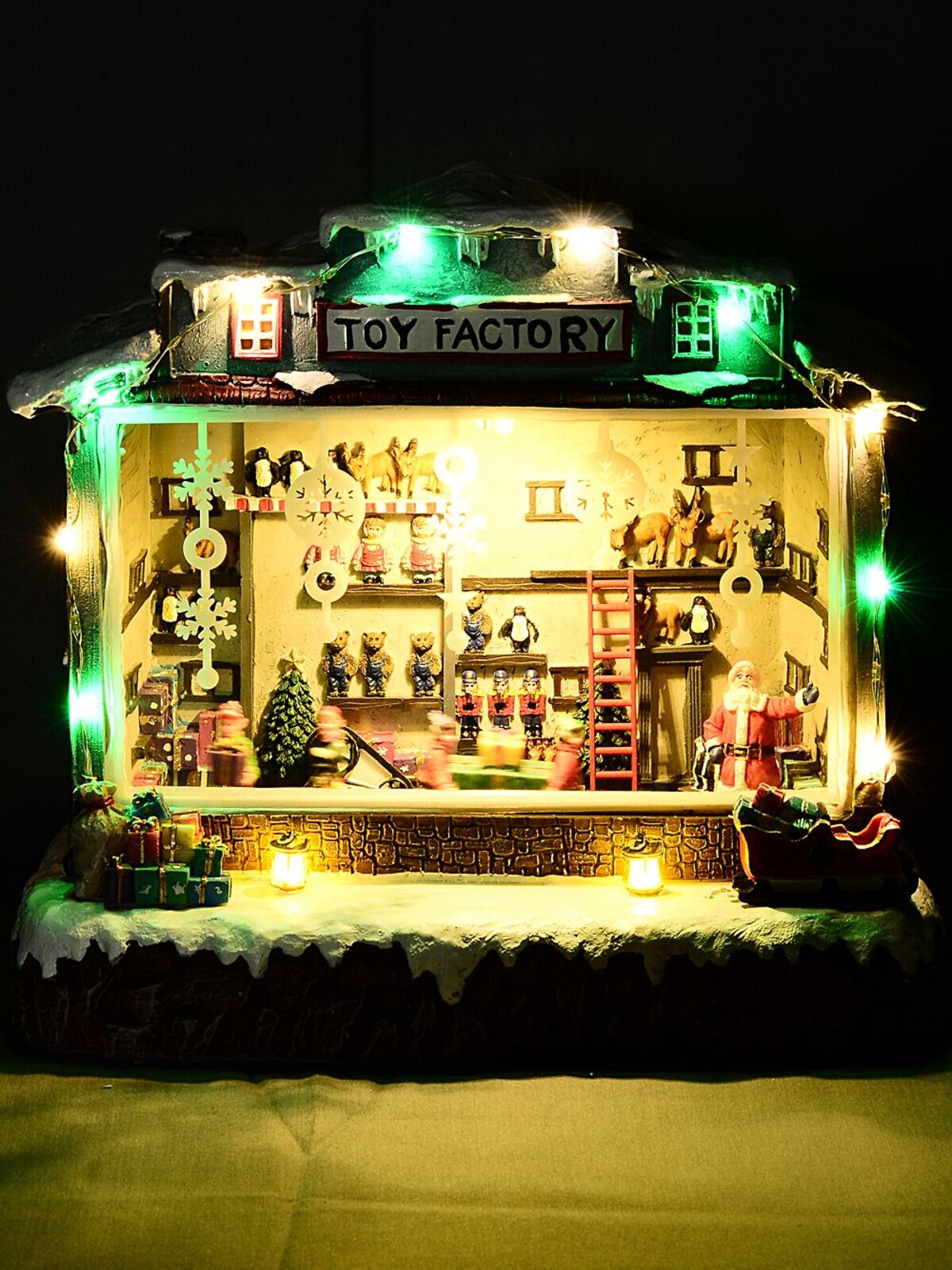 26cm Santa Toy Factory With Animated Elves LED Christmas Village Scene — image 3